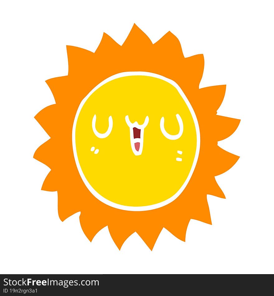 Flat Color Style Cartoon Sun