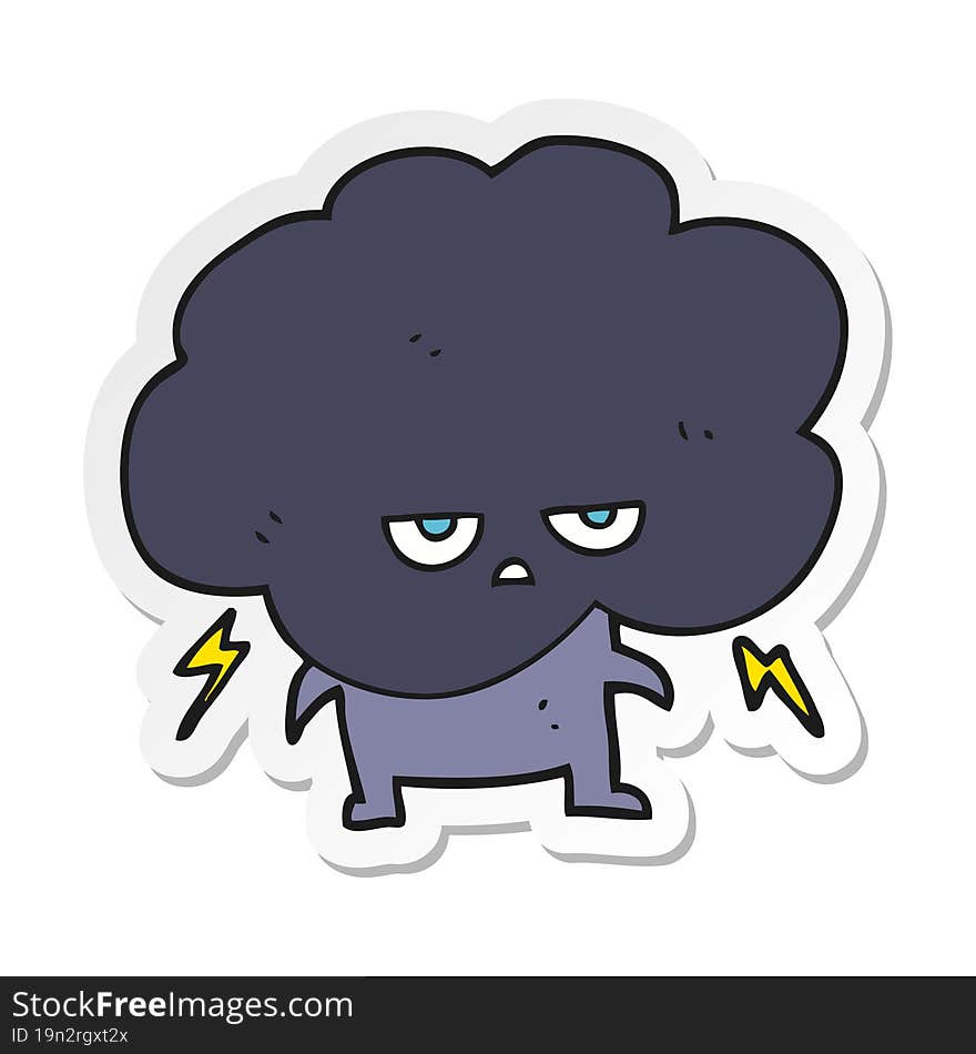 sticker of a cartoon raincloud