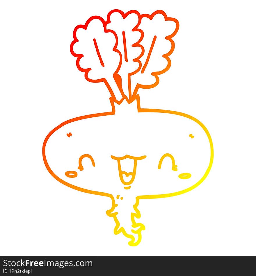 Warm Gradient Line Drawing Cartoon Turnip