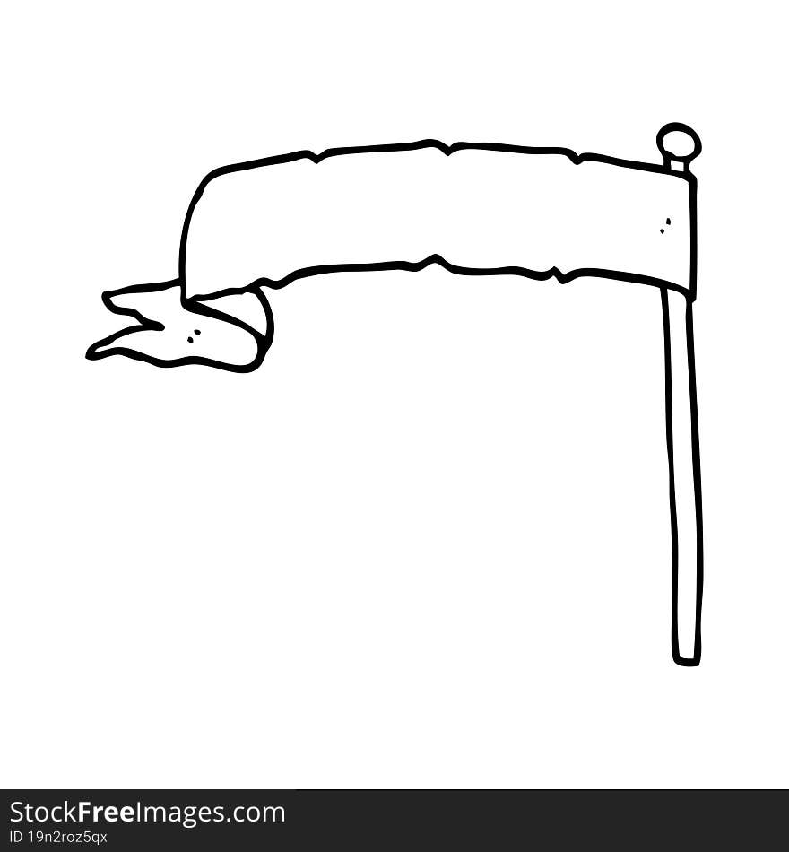 line drawing cartoon waving flag