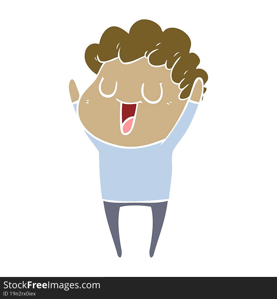 laughing flat color style cartoon man