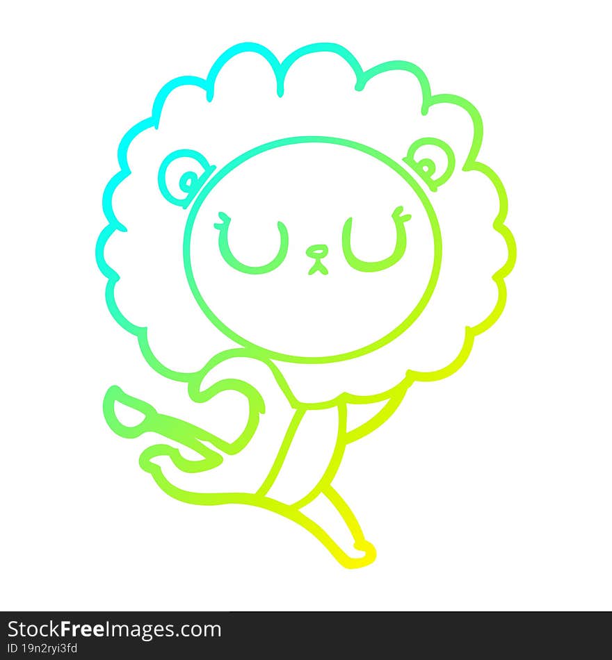 cold gradient line drawing cartoon running lion