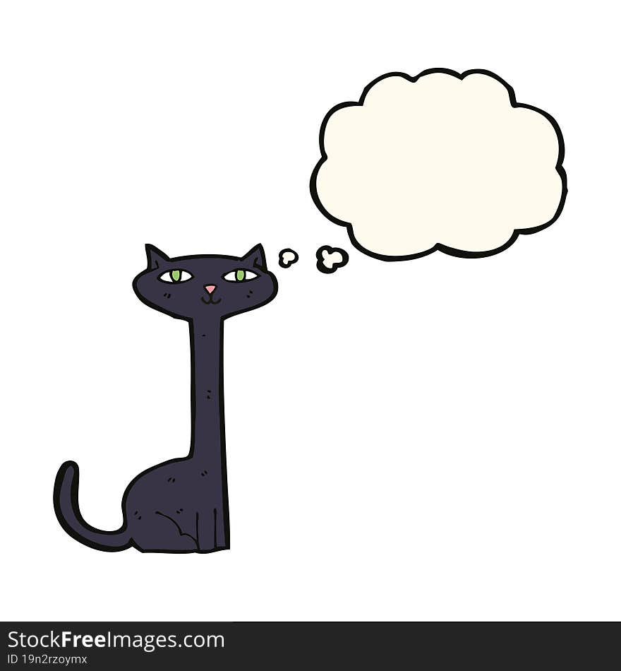 Cartoon Black Cat With Thought Bubble