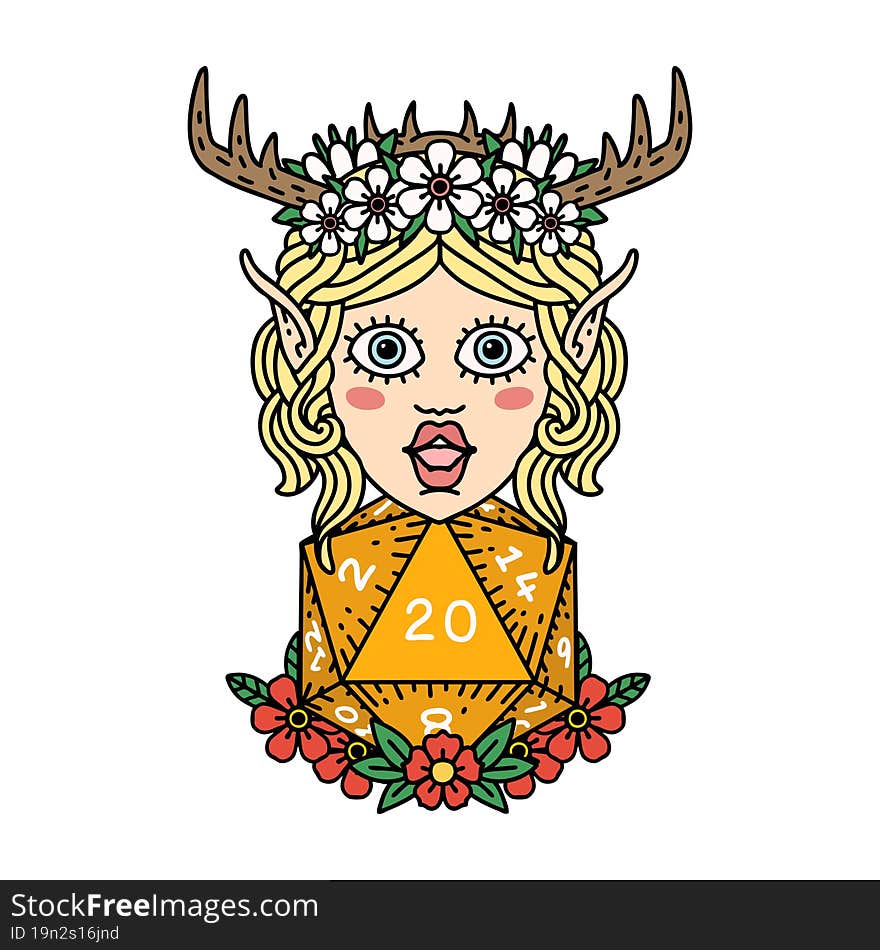 Retro Tattoo Style elf druid character face. Retro Tattoo Style elf druid character face