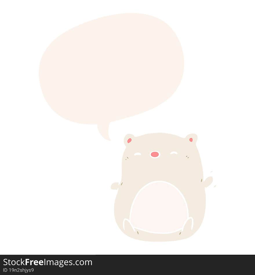 cute cartoon polar bear and speech bubble in retro style