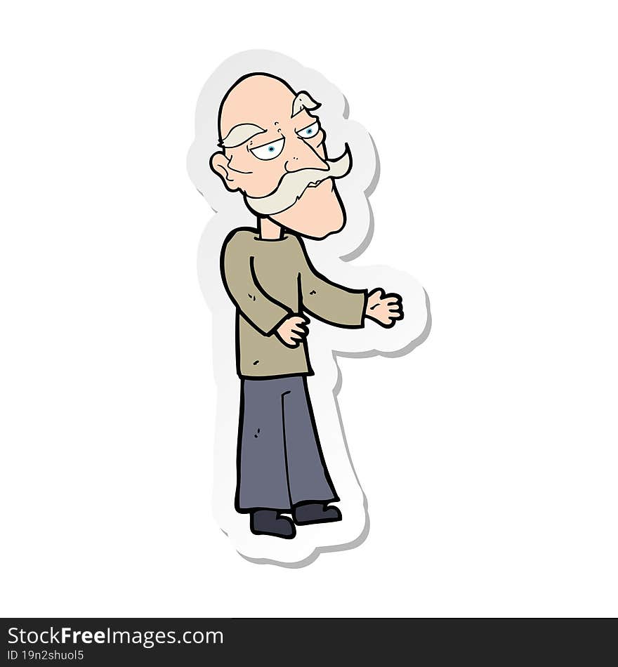 sticker of a cartoon old man with mustache