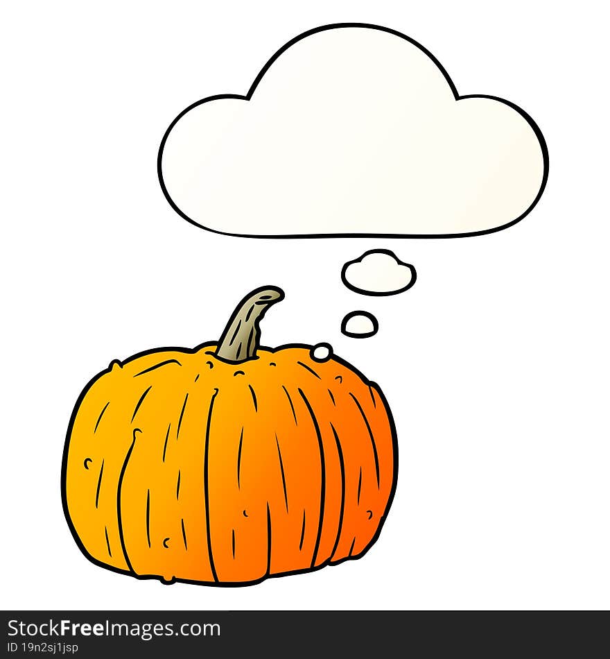 Cartoon Pumpkin And Thought Bubble In Smooth Gradient Style