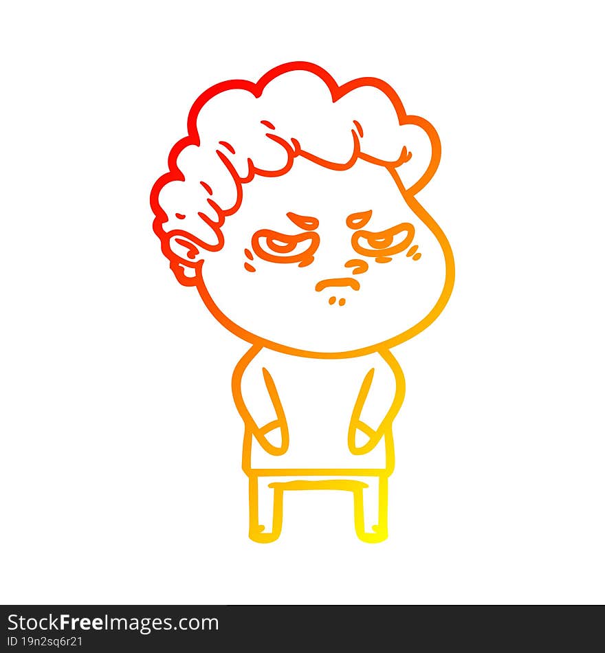 warm gradient line drawing cartoon angry man