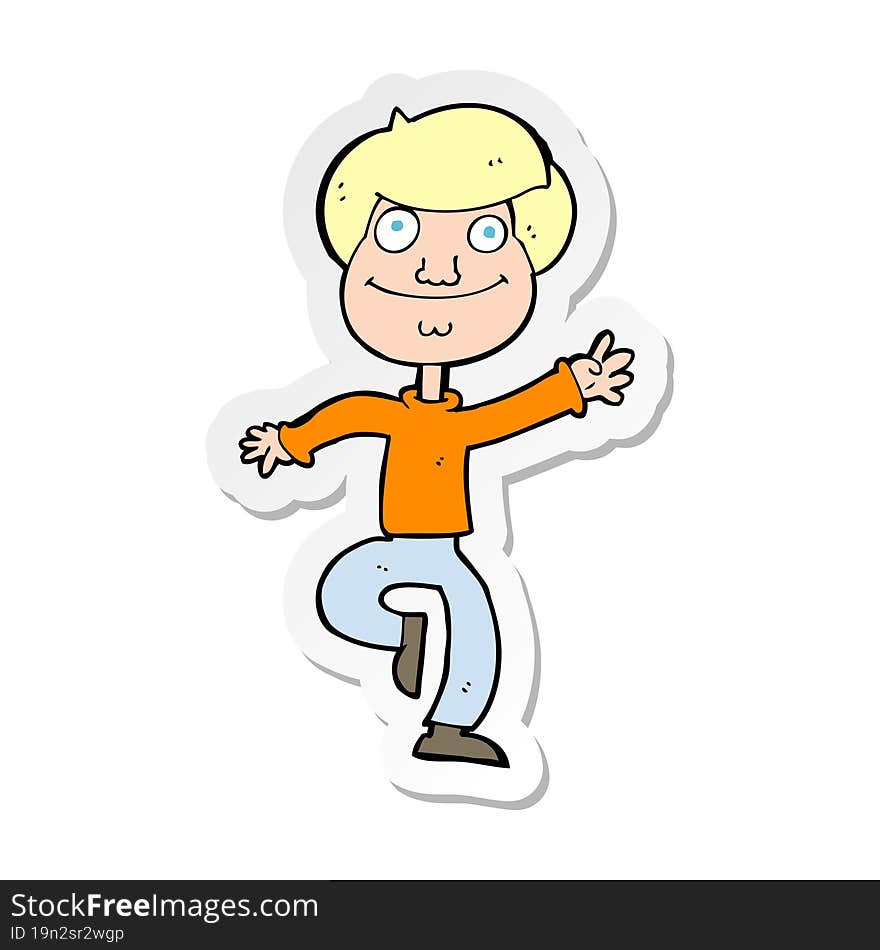 sticker of a cartoon dancing man