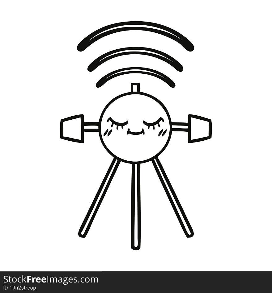 Line Drawing Cartoon Space Satellite