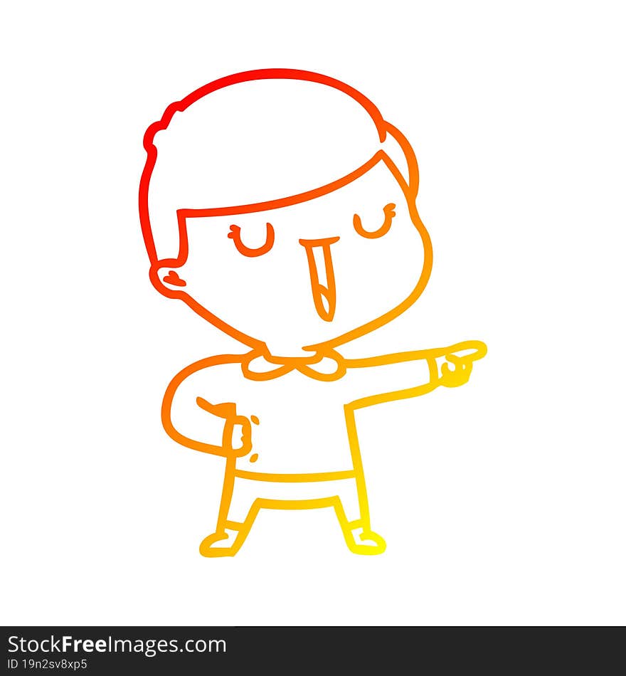 warm gradient line drawing cartoon happy boy