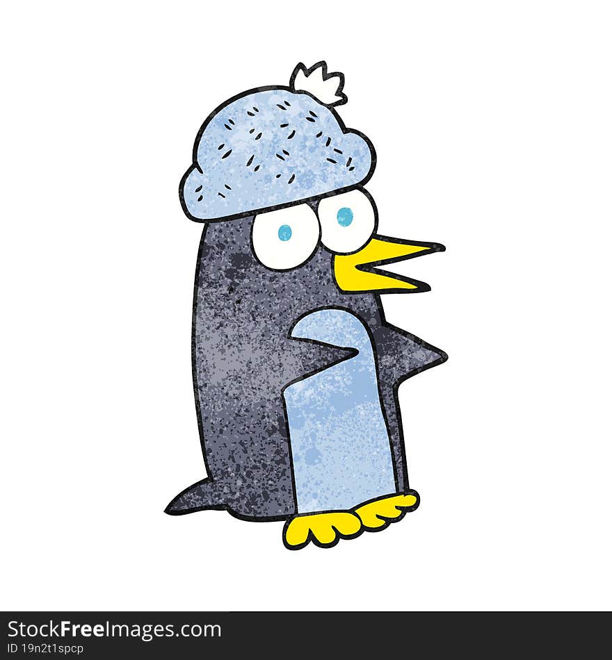 freehand textured cartoon penguin