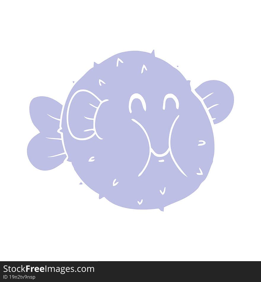 Flat Color Style Cartoon Puffer Fish