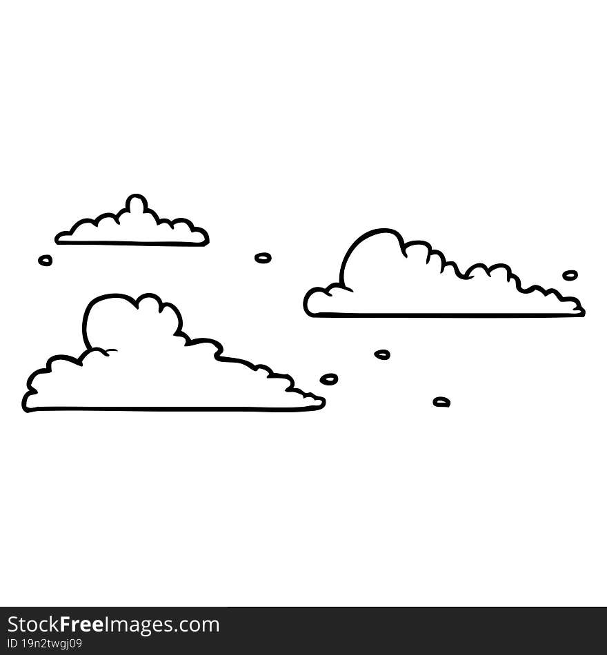 line drawing of a clouds drifting by. line drawing of a clouds drifting by