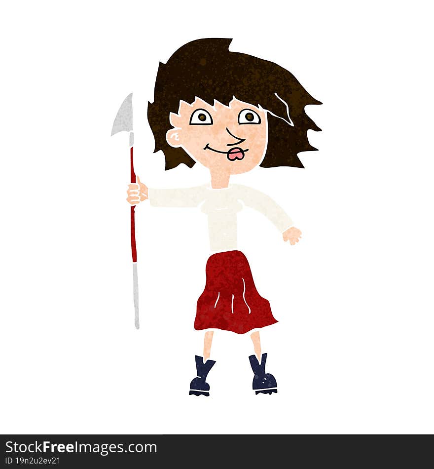 cartoon woman with spear