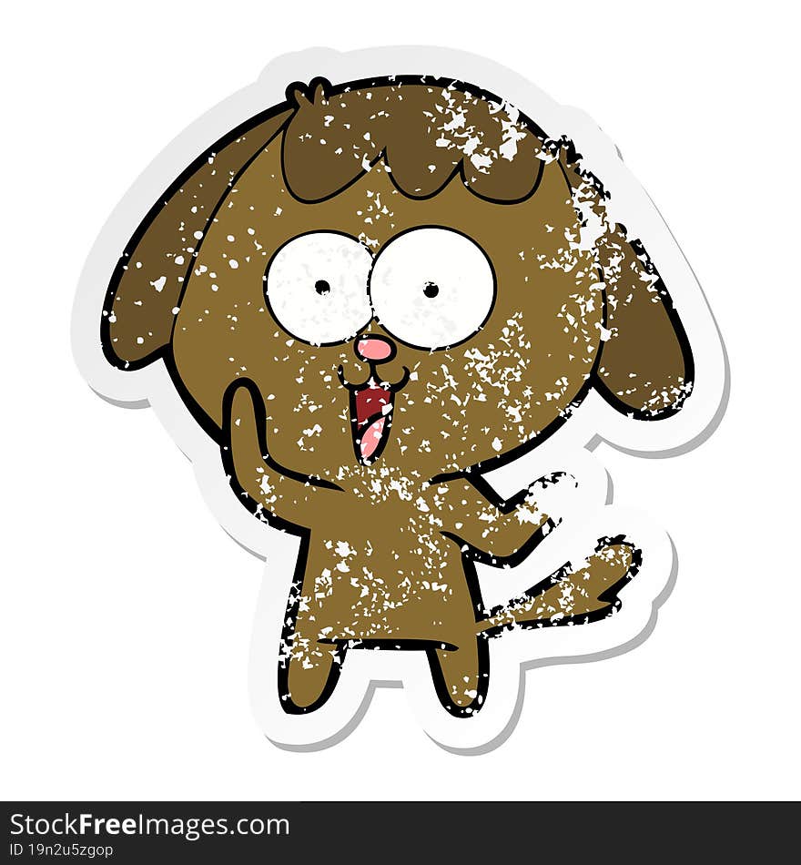 distressed sticker of a cute cartoon dog