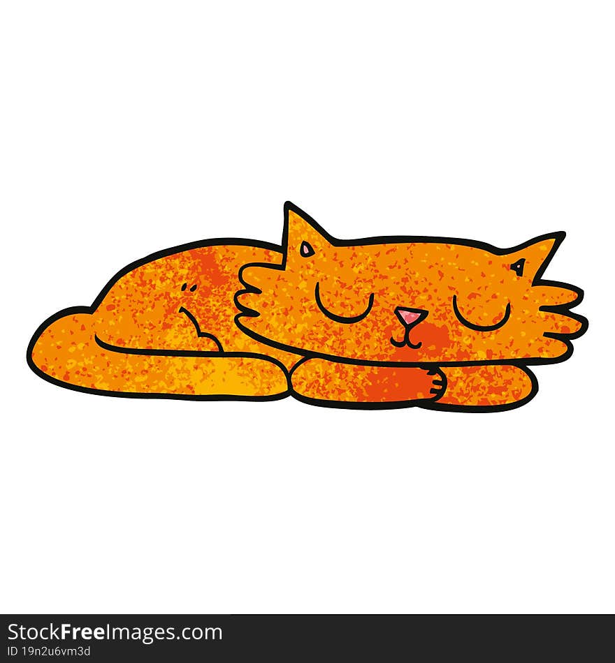 cartoon doodle sleeping cat