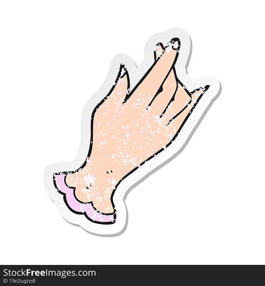 Retro Distressed Sticker Of A Cartoon Hand