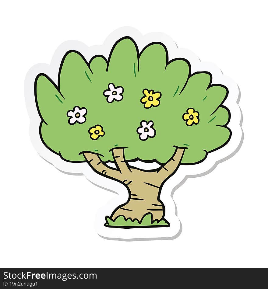 sticker of a cartoon tree