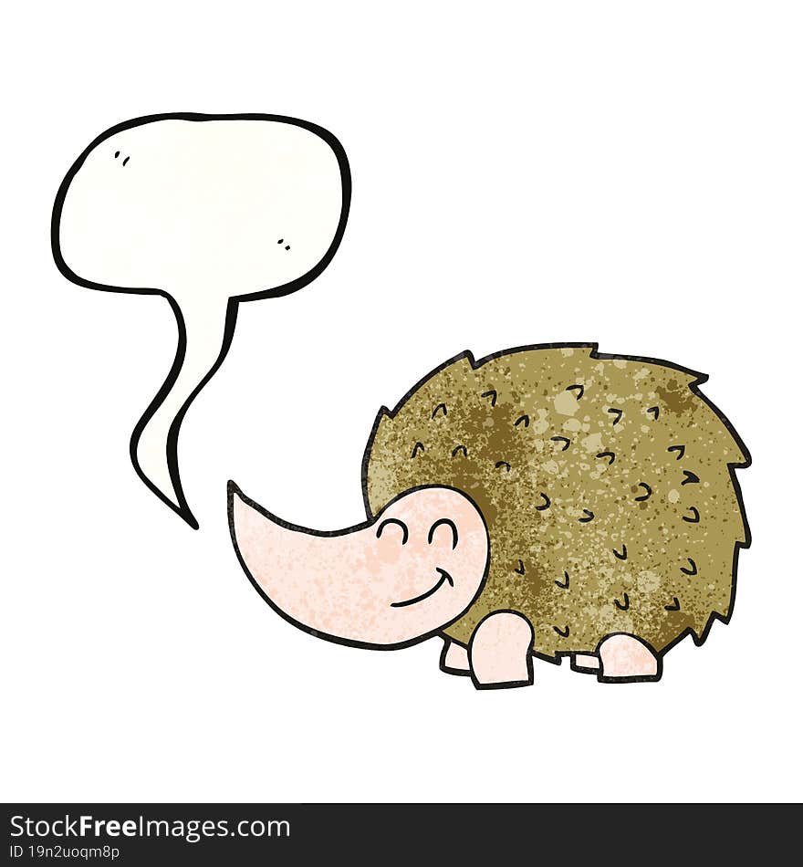 speech bubble textured cartoon hedgehog