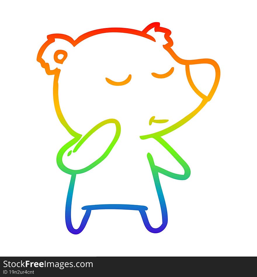 rainbow gradient line drawing cartoon polar bear considering