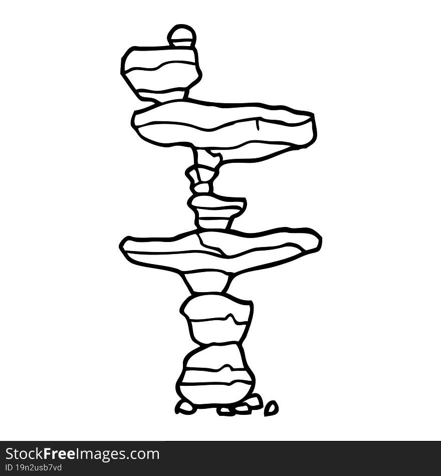 Line Drawing Cartoon Of Stacked Stones