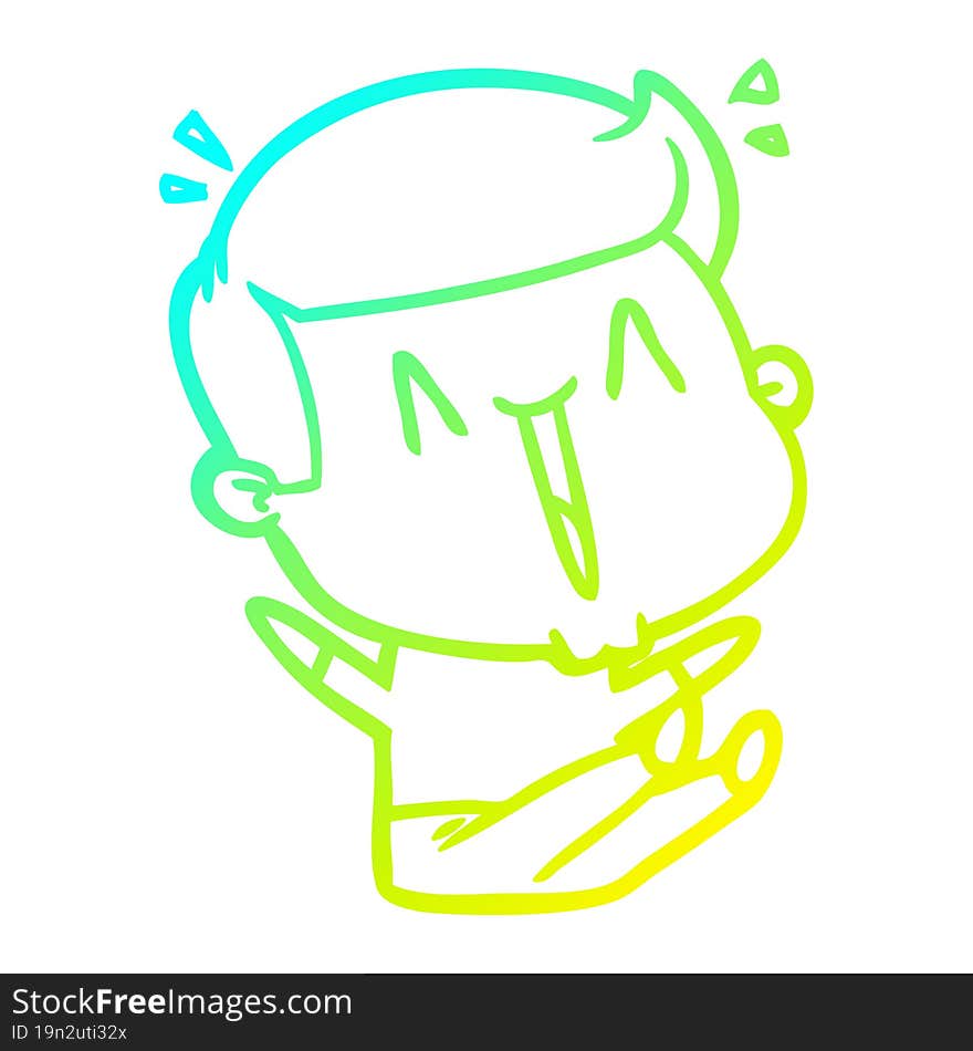 Cold Gradient Line Drawing Cartoon Happy Man