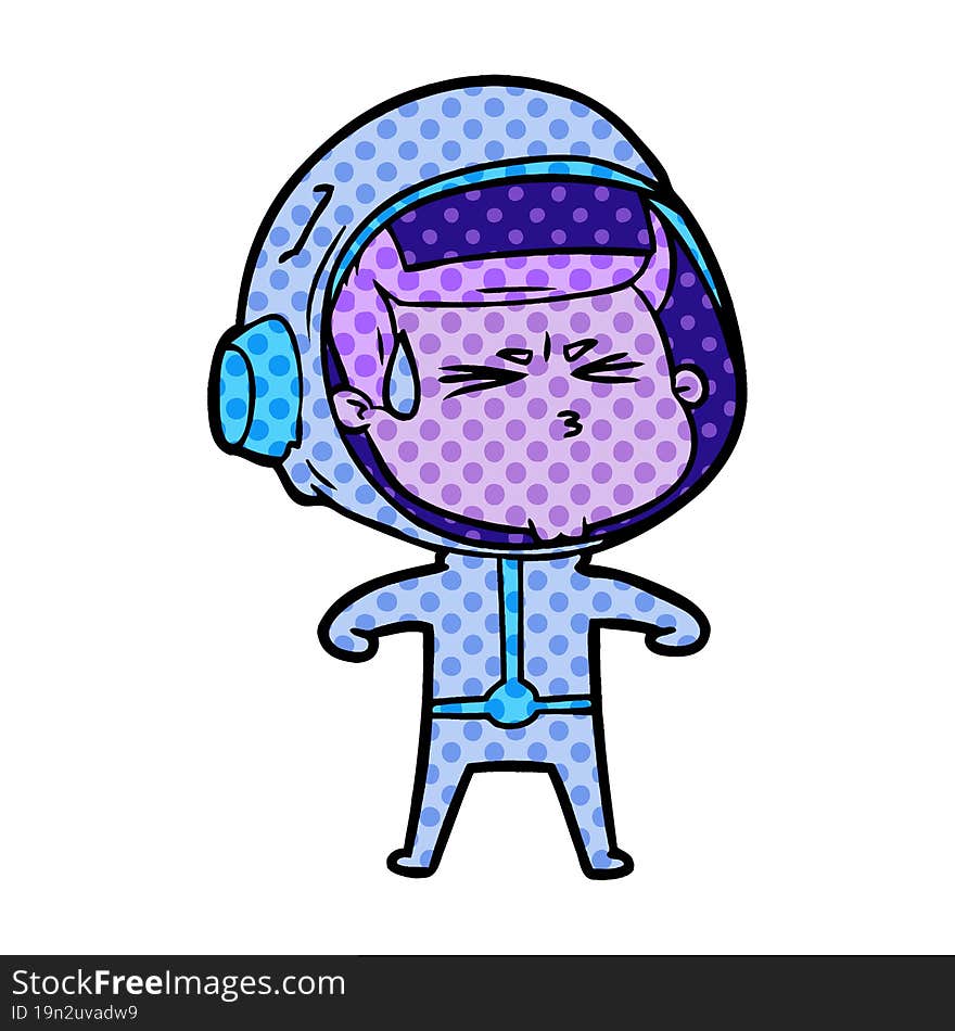 cartoon stressed astronaut. cartoon stressed astronaut