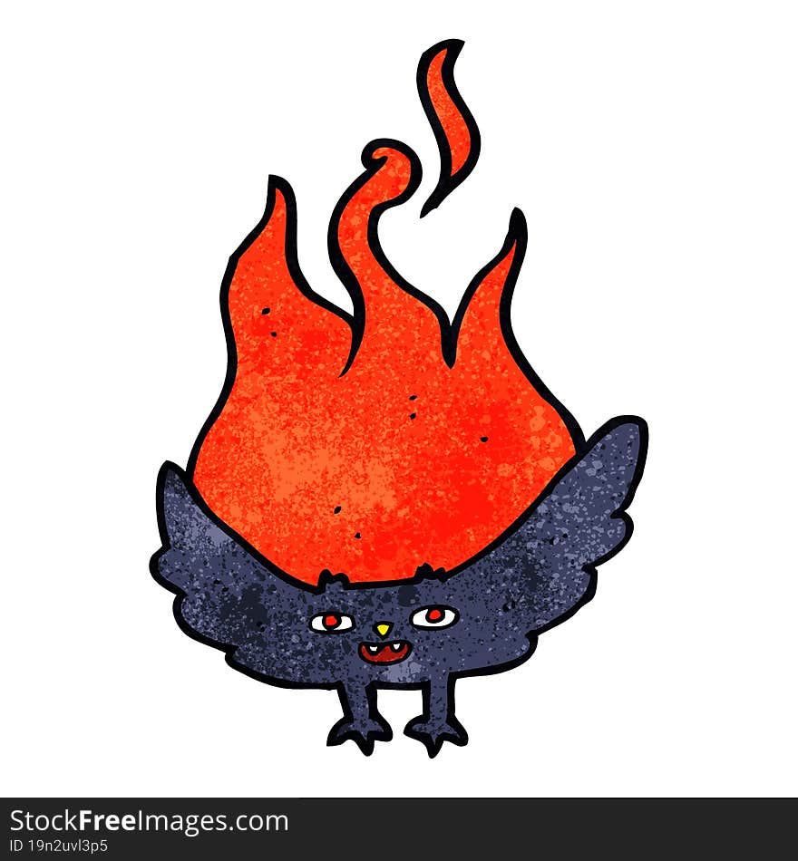 cartoon flaming halloween bat