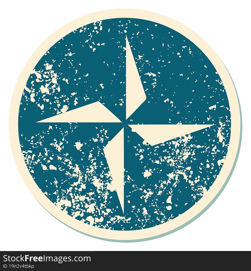 distressed sticker tattoo style icon of a star