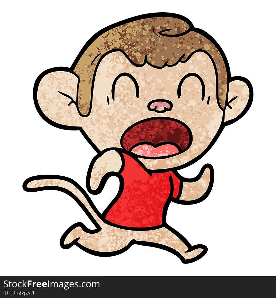 shouting cartoon monkey running. shouting cartoon monkey running