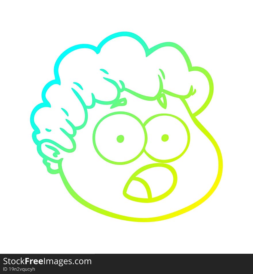 Cold Gradient Line Drawing Cartoon Male Face