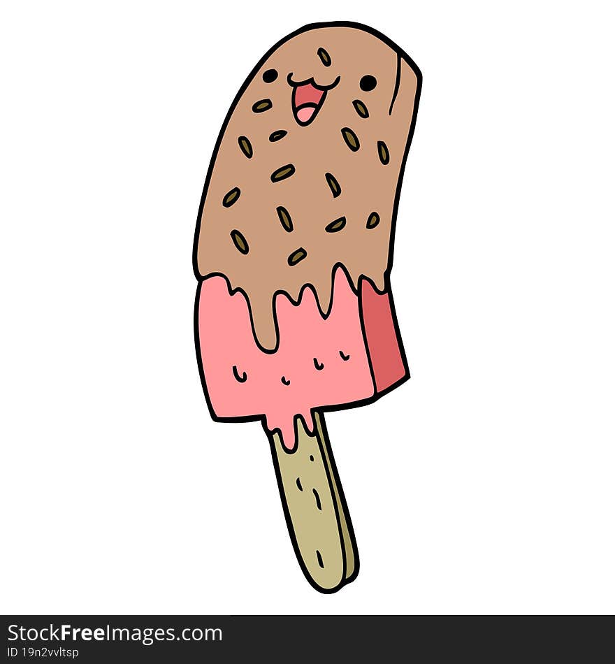 cute cartoon happy ice lolly