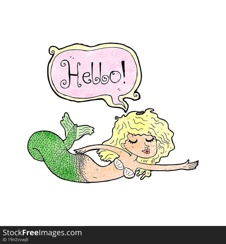 cartoon mermaid saying hello