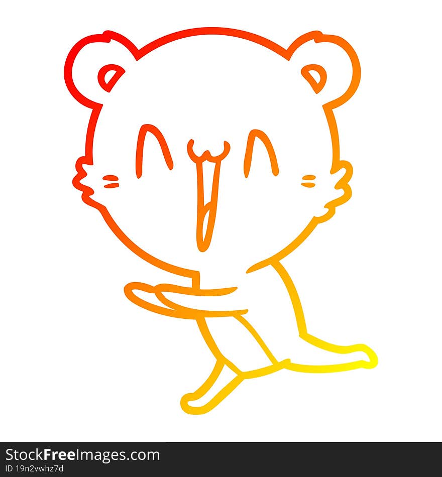 warm gradient line drawing running bear cartoon