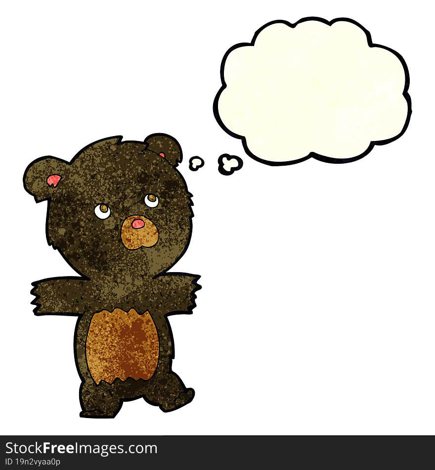 Cartoon Cute Black Bear With Thought Bubble