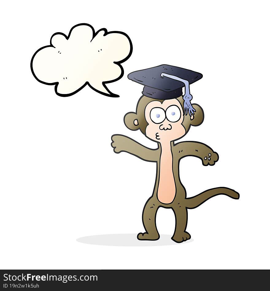 freehand drawn speech bubble cartoon graduate monkey