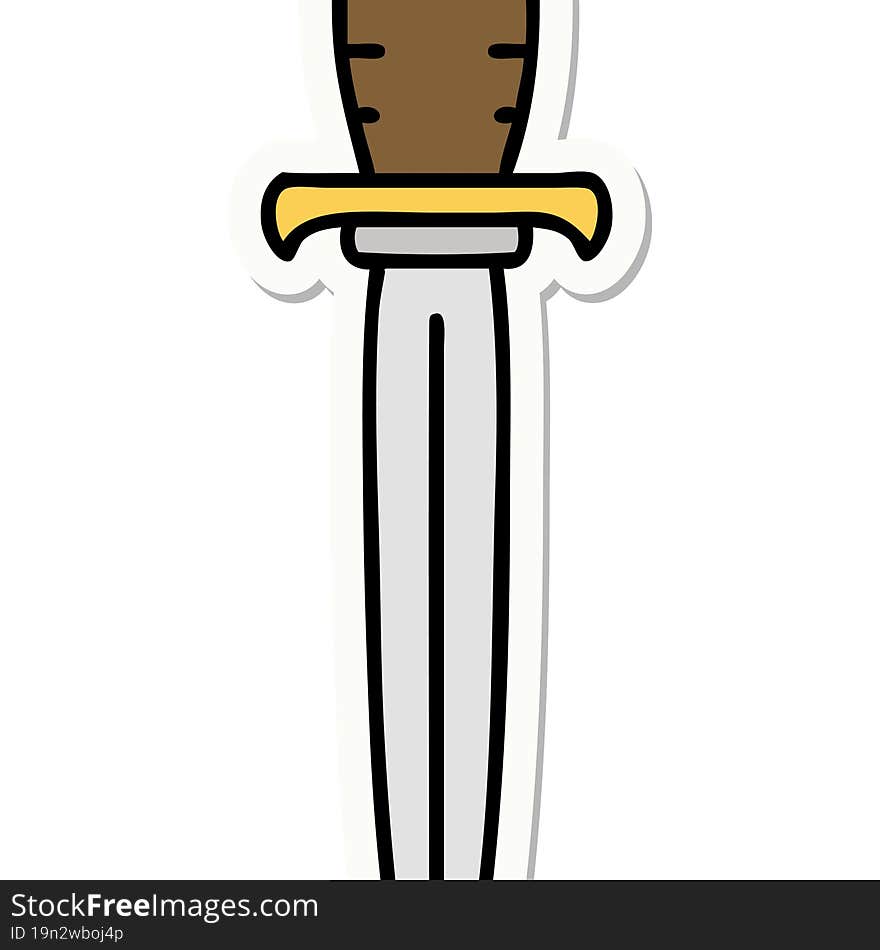 sticker of tattoo in traditional style of a dagger. sticker of tattoo in traditional style of a dagger