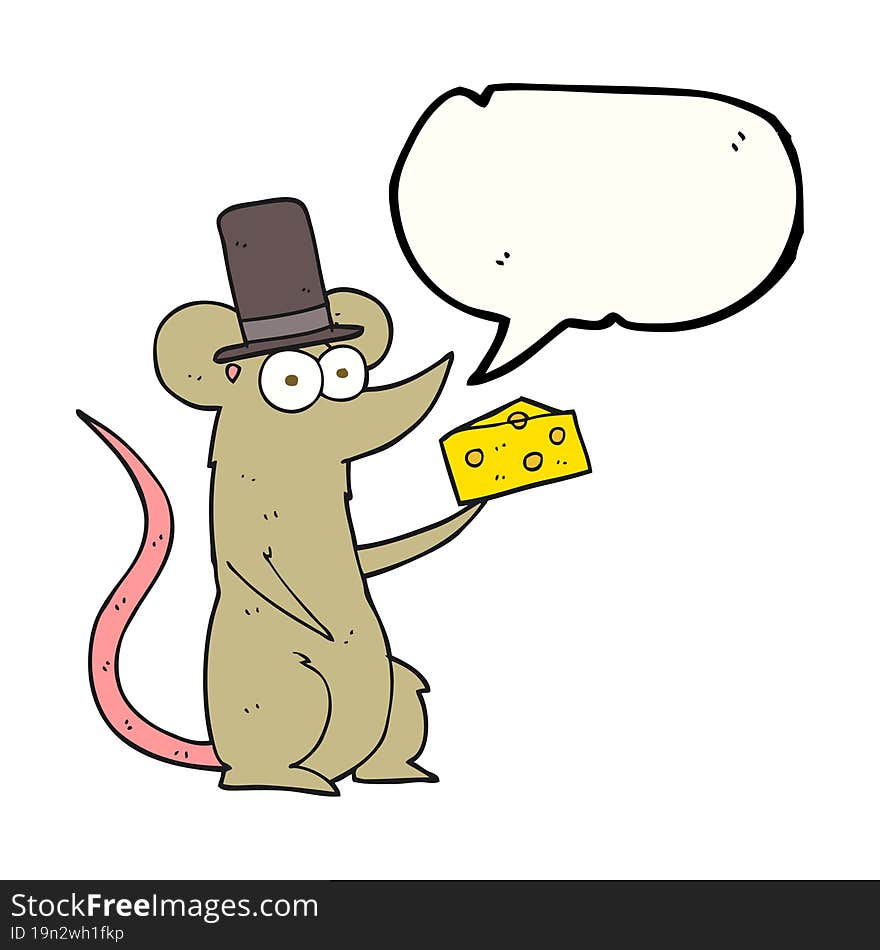 speech bubble cartoon mouse with cheese