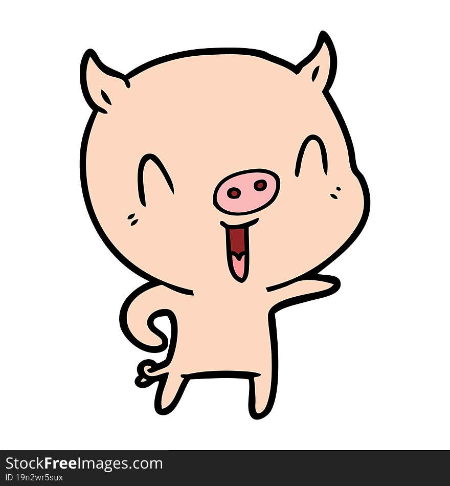 happy cartoon pig. happy cartoon pig