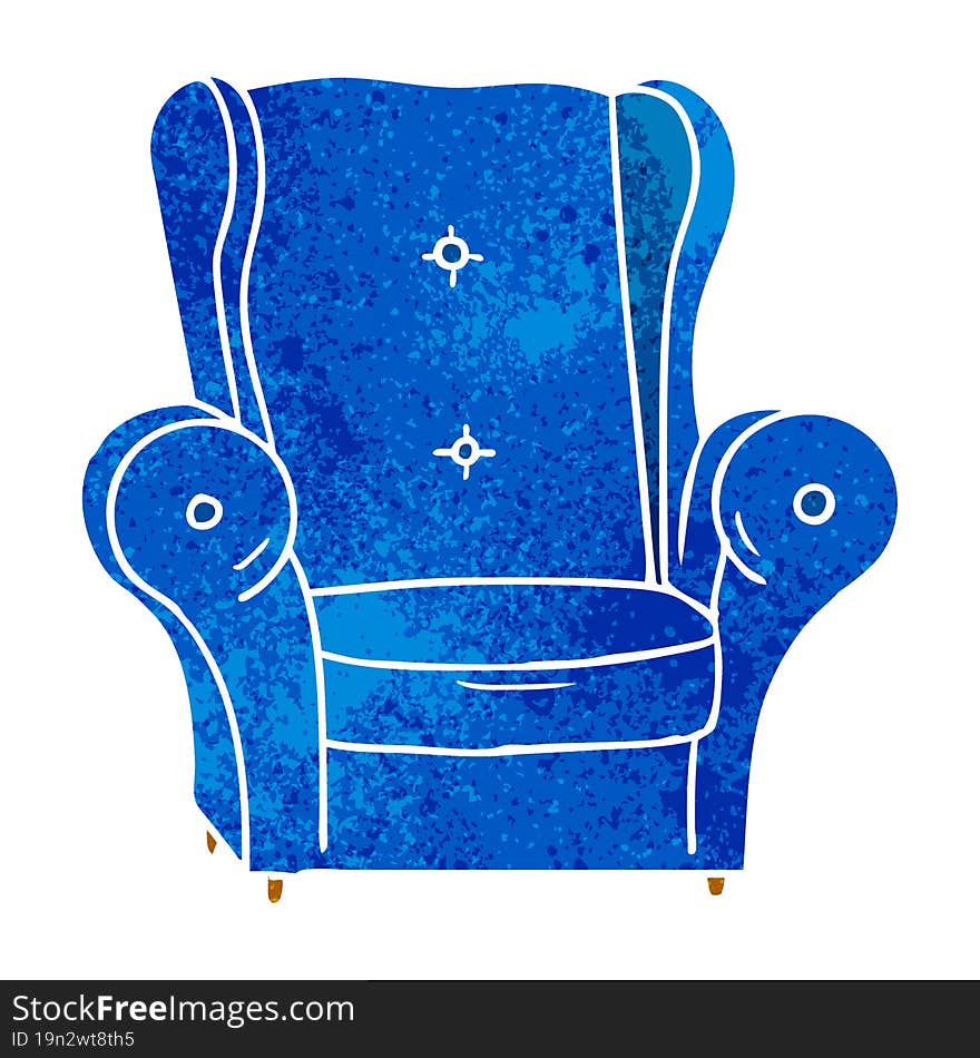 retro cartoon doodle of an old armchair