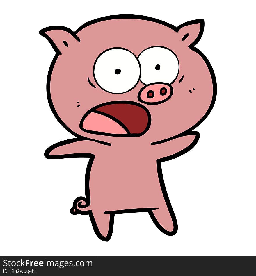 cartoon pig shouting. cartoon pig shouting