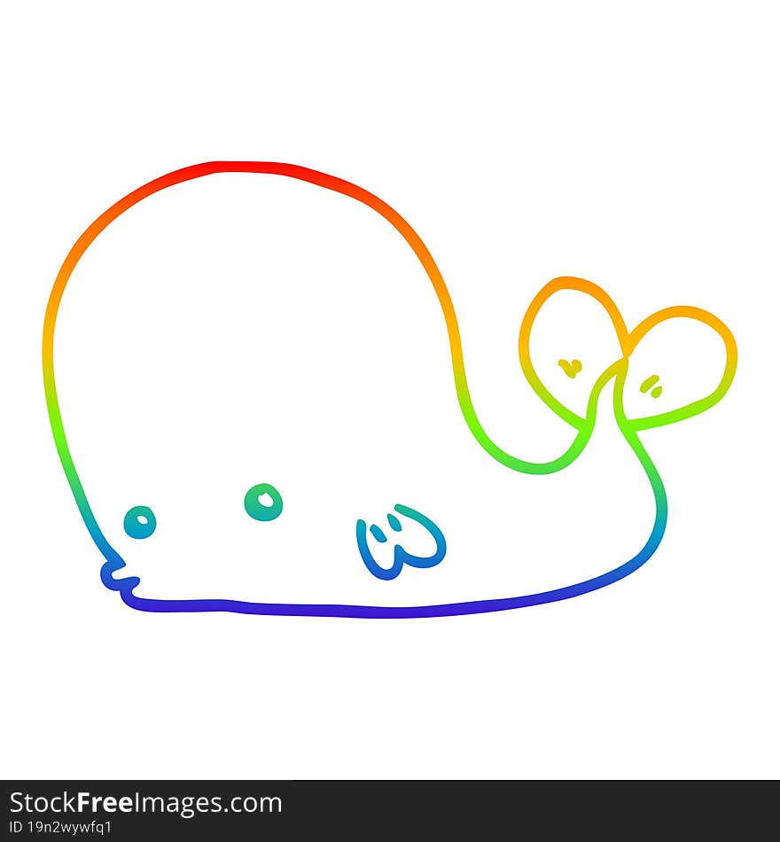 rainbow gradient line drawing cartoon whale