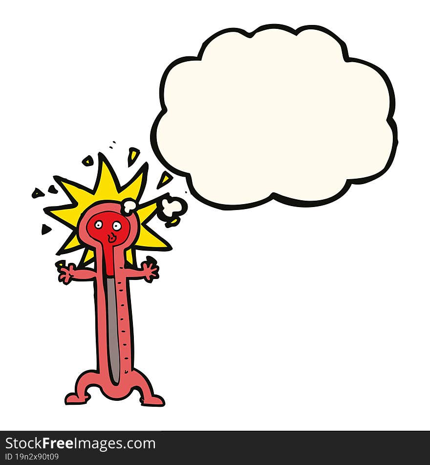 cartoon thermometer with thought bubble