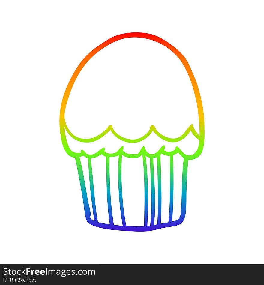 rainbow gradient line drawing Cartoon cupcake