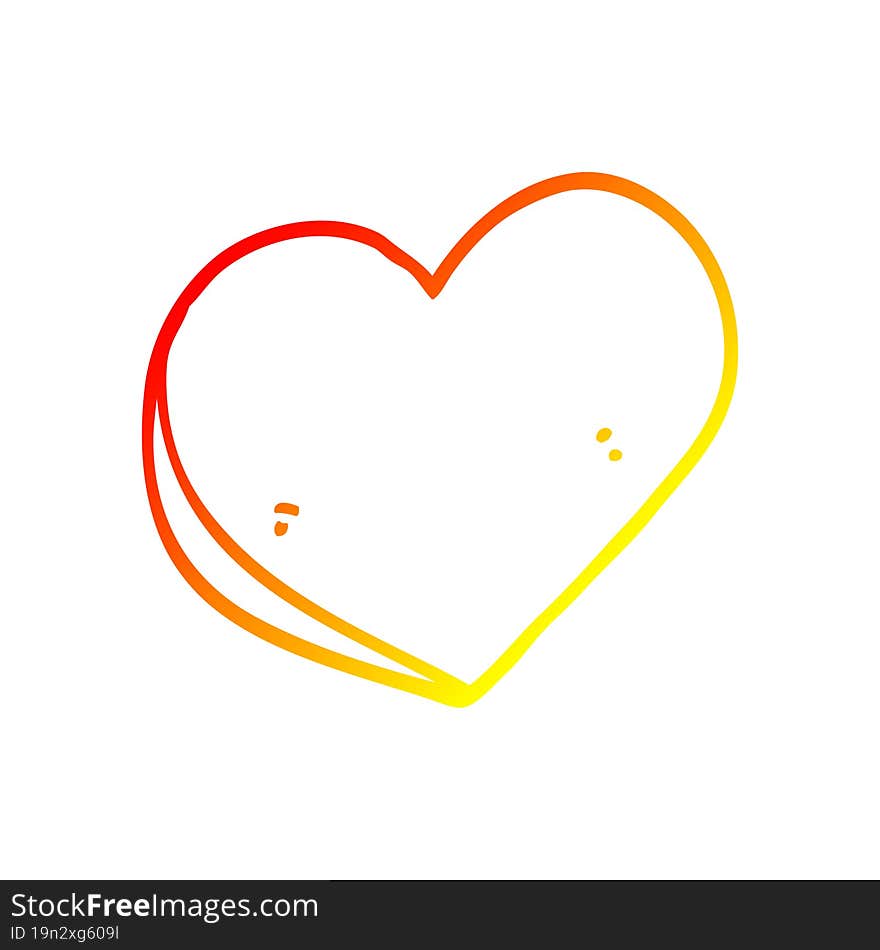 warm gradient line drawing cartoon love heart