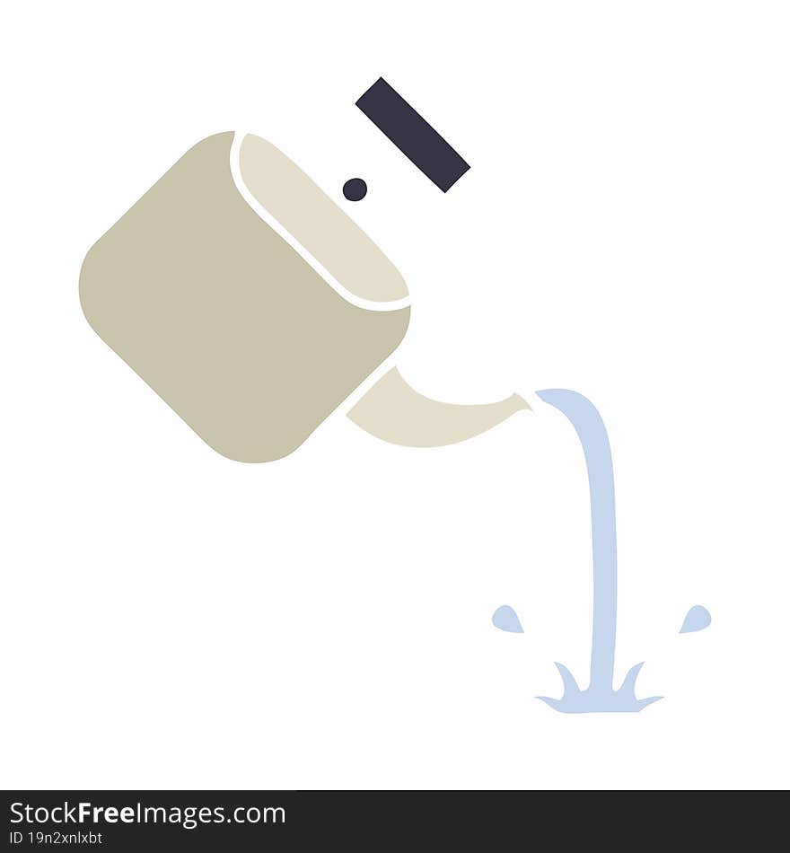 flat color retro cartoon pouring kettle