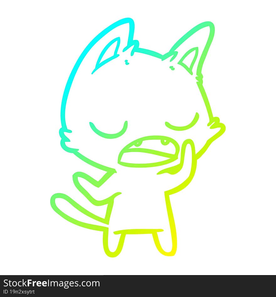 Cold Gradient Line Drawing Talking Cat Cartoon