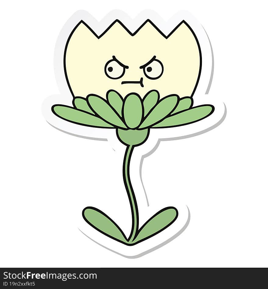 sticker of a cute cartoon flower