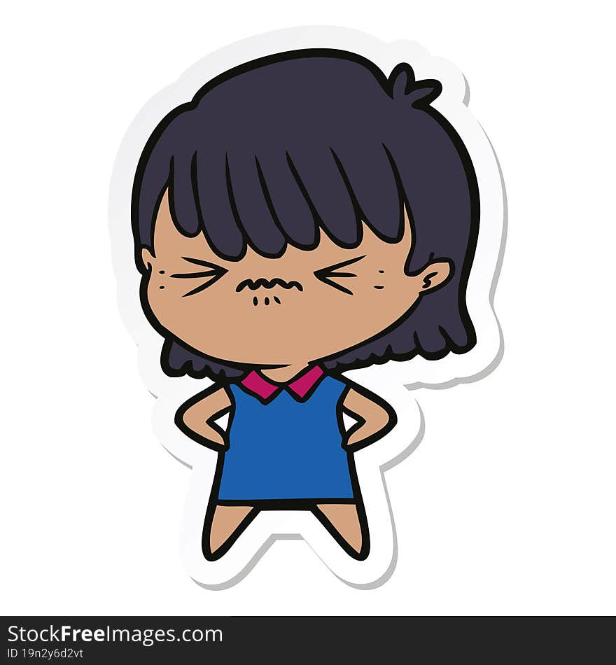 Sticker Of A Annoyed Cartoon Girl